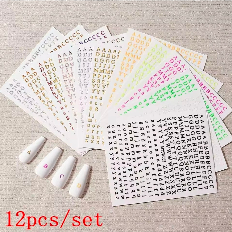 Nail letters sticker 12 colors