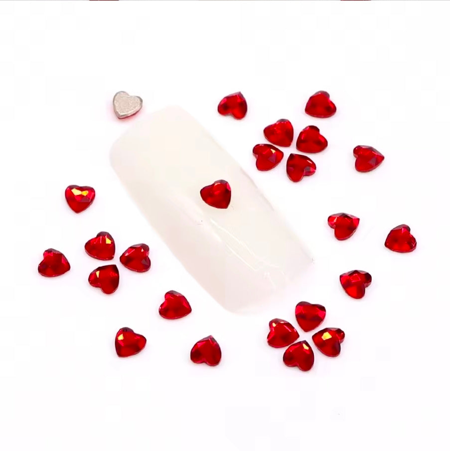 4 pcs.Read heart swarovski