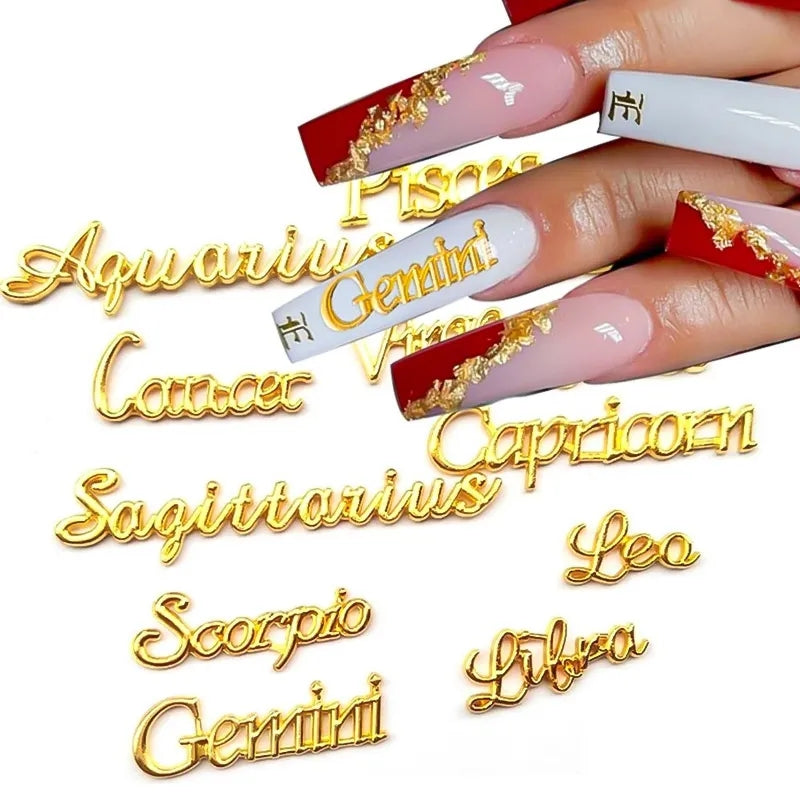 Horoscope nail charms 12 gold