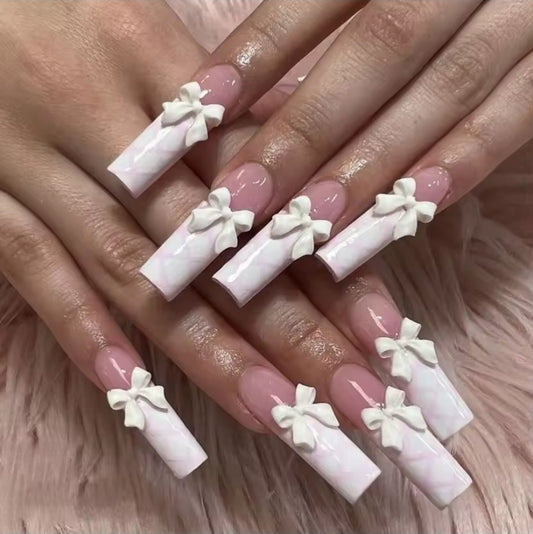 4 white Bows 3D CHARMS